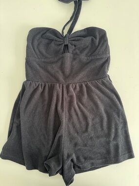 Wild fable Strapless Black Terry Romper with Tie Detail. Size XS